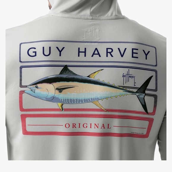 Guy Harvey Men's Performance Hoodie gray XXL - Picture 3 of 10